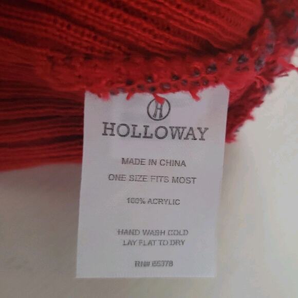 Holloway Red Striped Beanie Pom Pom Cuffed Embroidered "M" Stars America Unisex - Picture 5 of 7